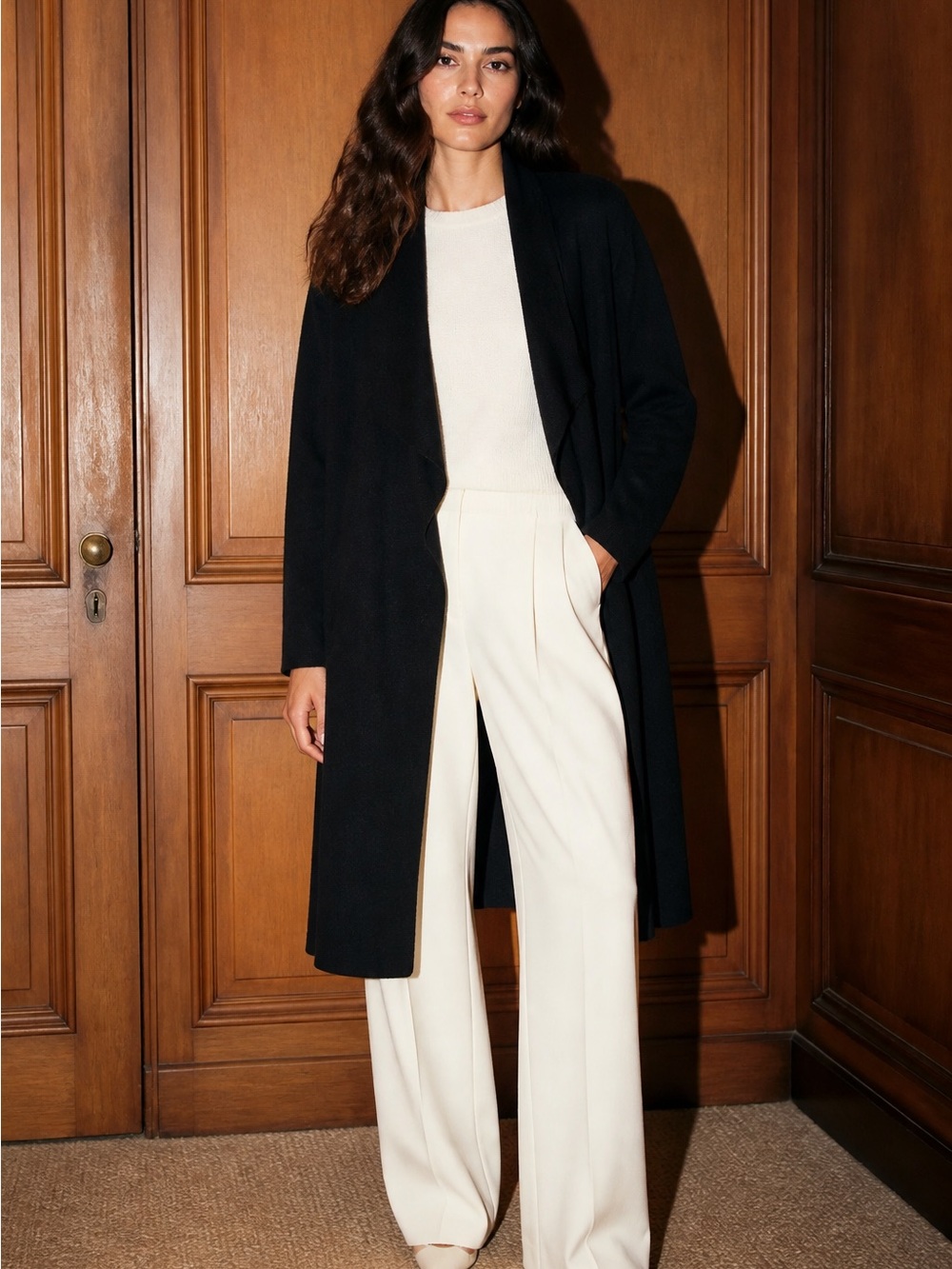 The Cashmere Project Long Sleeve Open Front Cardigan Duster Sweater Women's L